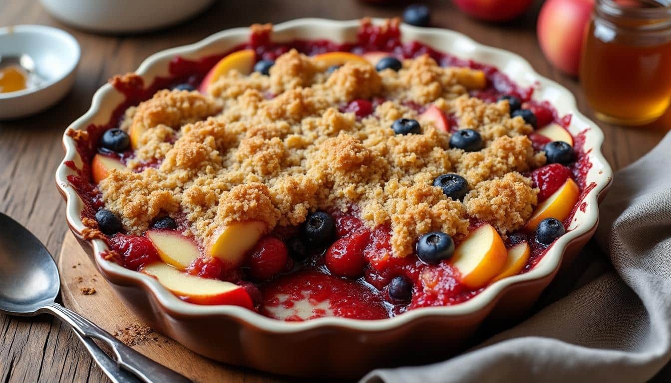 découvrez une recette simple et légère de crumble aux fruits sans beurre, idéale pour un dessert gourmand et sain.