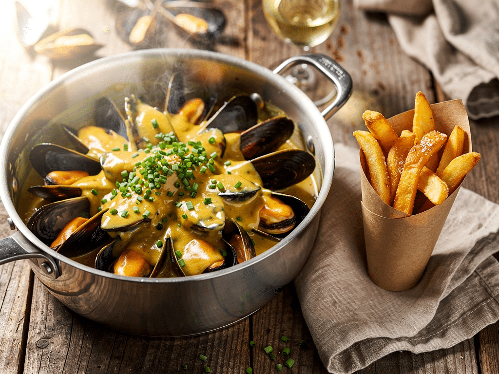 recette moule frite creme