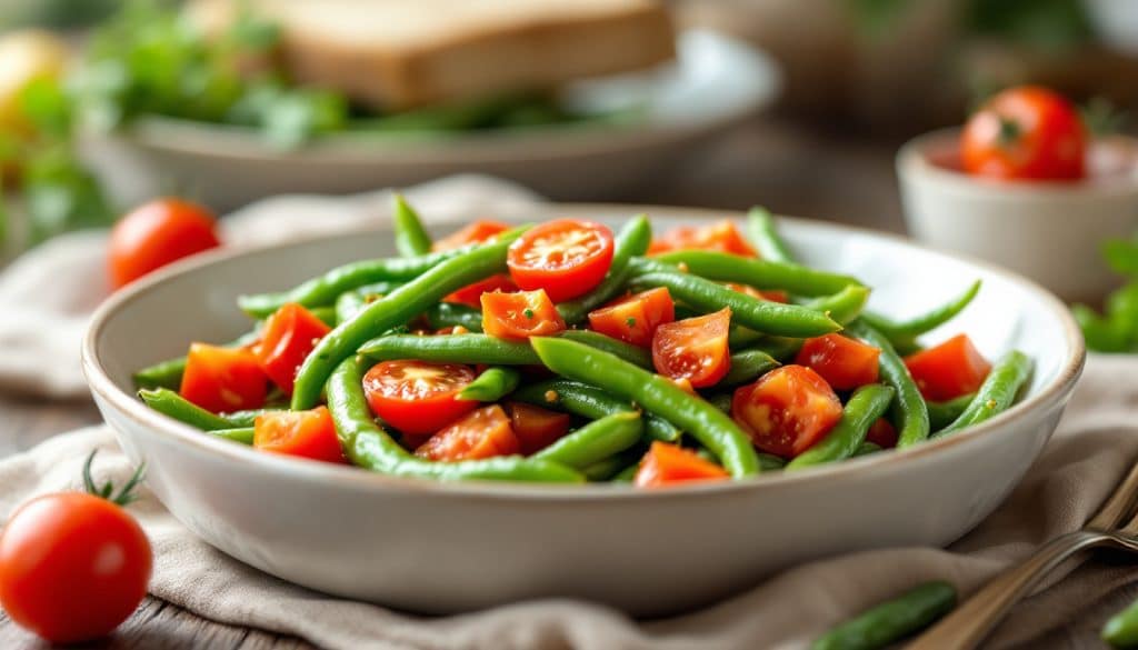 découvrez une recette facile et rapide de haricots verts à la tomate, idéale pour un plat savoureux et sain en toute simplicité.