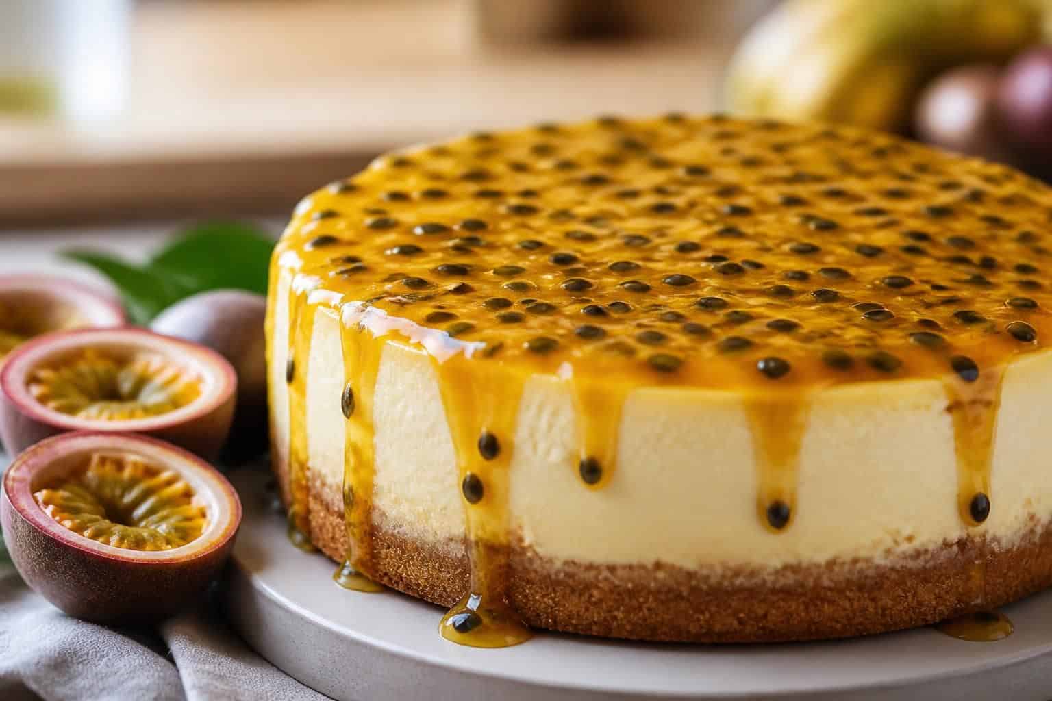 découvrez notre recette facile et gourmande de cheesecake au fruit de la passion, parfaite pour un dessert frais et exotique qui ravira vos papilles.