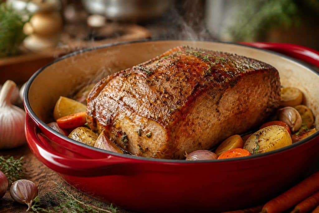 découvrez notre recette facile et rapide de rôti de porc en cocotte, pour un plat fondant et savoureux qui ravira toute la famille.