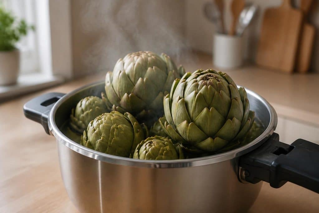 découvrez le temps de cuisson idéal de l'artichaut à la cocotte minute en fonction de sa taille pour une préparation rapide et savoureuse.